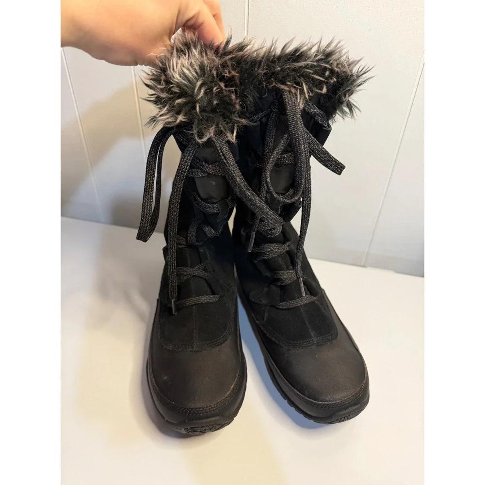 The North Face Snow Boots Black Waterproof Primaloft Faux Fur‎ Winter Womens 7.5